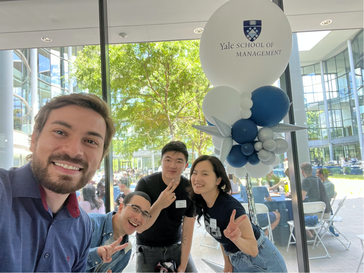 Four UBC alumni are now part of the same cohort in the Master of Advanced Management program offered by the Yale School of Management. From left to right: Johnathan Almeida, Azhar Zahid, Andy Ran, and Alice Wang.