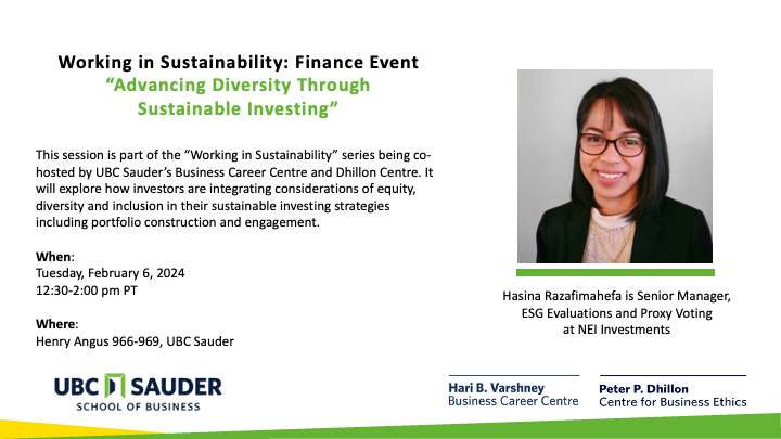Working in Sustainability: Finance Event